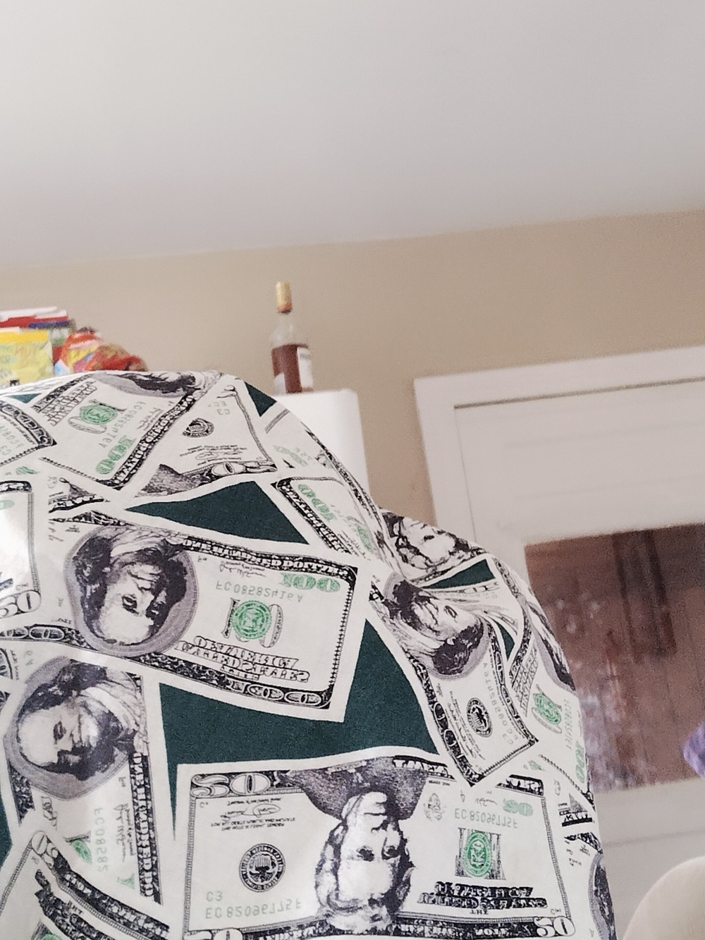 Money Print Sleep Bonnet - Green/White Hair Nightcap - Picture 3 of 6